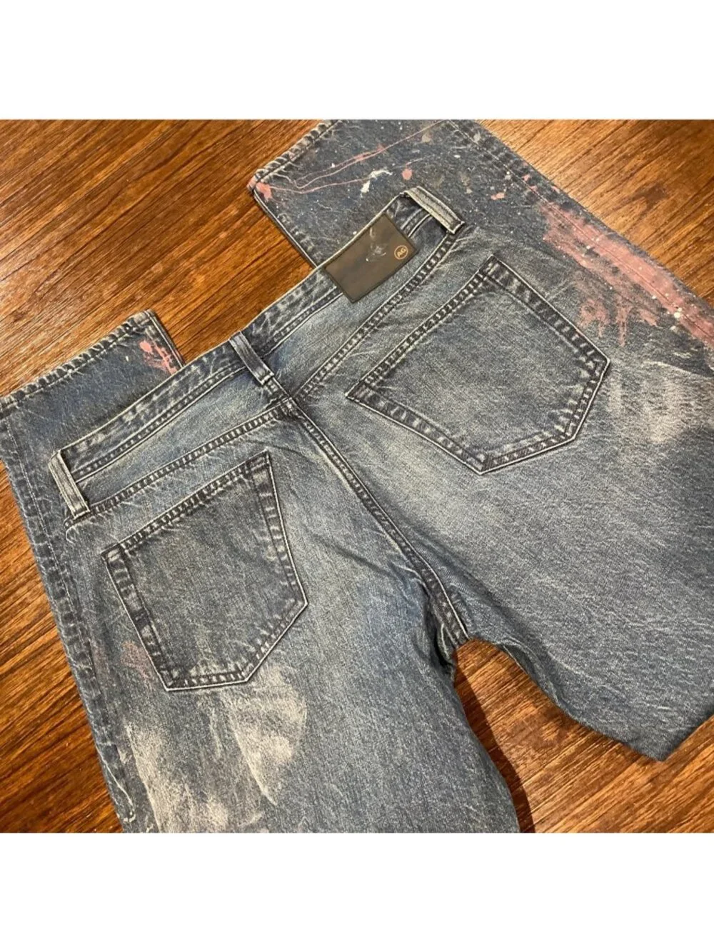 AG-ED Owens Athletic Jean Mens 32x33 Paint Splatter Festival Grunge Distressed